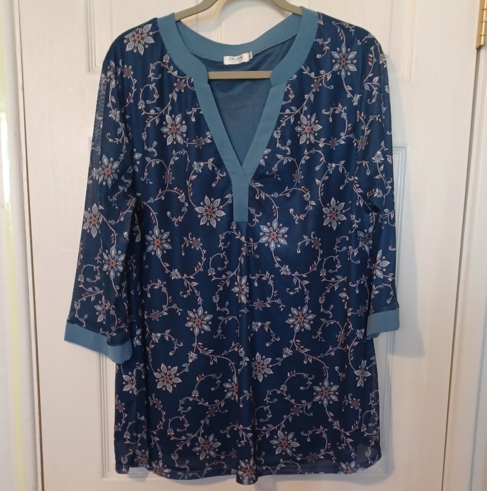 Ours Floral Mesh Top